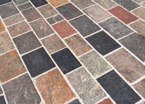 multi color brick pathway